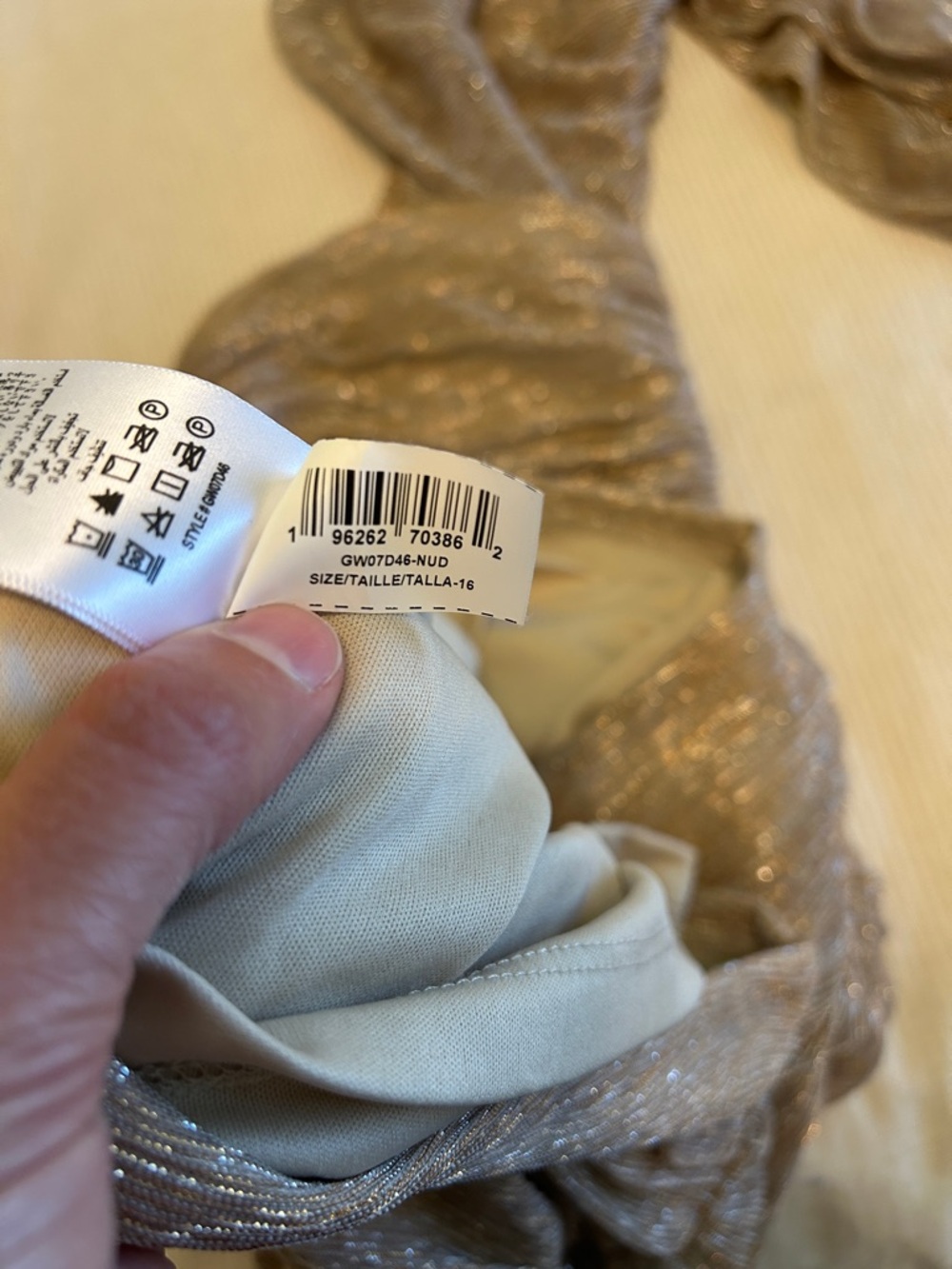 BCBGeneration Shimmery Taupe Ruched Long-Sleeve Cocktail Dress - Picture 6 of 9